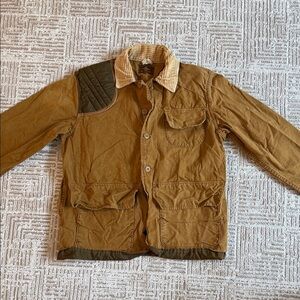 Vintage Saftbak Duck Canvas Hunting Jacket Tan Green Quilted w/ Corduroy Collar